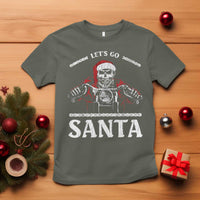 Funny Christmas Motorcycle Santa T Shirt Let's Go Santa Skull Motorbike Rider - Wonder Print Shop