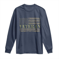 Veteran Long Sleeve Shirt Retro Patriotic Army Camouflage US Flag