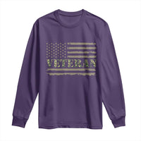 Veteran Long Sleeve Shirt Retro Patriotic Army Camouflage US Flag