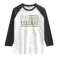 Veteran Raglan Shirt Retro Patriotic Army Camouflage US Flag