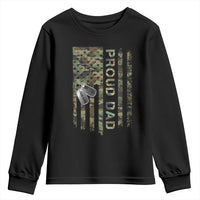 Personalized Proud Army Dad Youth Sweatshirt Custom Name Dog Tag Camo American Flag Gift