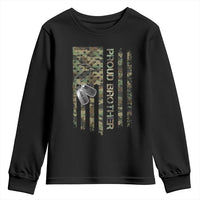Personalized Proud Army Brother Youth Sweatshirt Custom Name Dog Tag Camo American Flag Gift