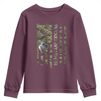 Personalized Proud Army Brother Youth Sweatshirt Custom Name Dog Tag Camo American Flag Gift