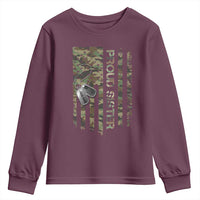 Personalized Proud Army Sister Youth Sweatshirt Custom Name Dog Tag Camo American Flag Gift