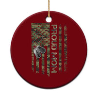 Personalized Proud Army Mom Ceramic Ornament Custom Name Dog Tag Camo American Flag Gift