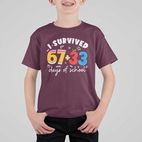 I Survived 67 33 Days Of School T Shirt For Kid Funny Six Seven Meme Boys Kids 100th Day