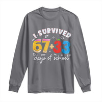 I Survived 67 33 Days Of School Long Sleeve Shirt Funny Six Seven Meme Boys Kids 100th Day