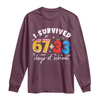 I Survived 67 33 Days Of School Long Sleeve Shirt Funny Six Seven Meme Boys Kids 100th Day