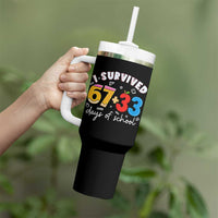 I Survived 67 33 Days Of School Tumbler With Handle Funny Six Seven Meme Boys Kids 100th Day