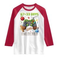 67 33 100 Days Level Unlocked Raglan Shirt Gaming 100th Day of School Boys Kid