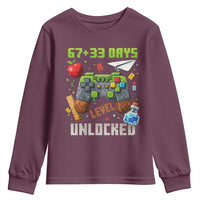 67 33 100 Days Level Unlocked Youth Sweatshirt Gaming 100th Day of School Boys Kid