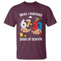 Bruh I Survived 67 33 100 Days of School T Shirt Six Seven Teachers Kids