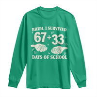 Bruh I Survived 100 Days of School Long Sleeve Shirt 67 33 Six Seven Hands Meme Funny Gen Alpha