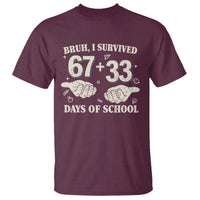 Bruh I Survived 100 Days of School T Shirt 67 33 Six Seven Hands Meme Funny Gen Alpha