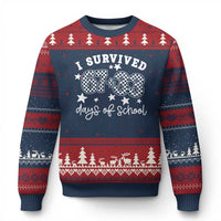 I Survived 67 33 100 Days of School Ugly Christmas Sweater Funny 100th Day of School One Hundred Days