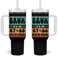 Bruh I Survived 67 33 Days of School Tumbler With Handle Retro 100th Day of School Boys Teachers Pupils