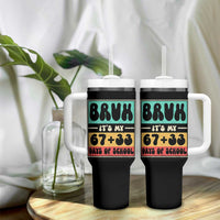 Bruh I Survived 67 33 Days of School Tumbler With Handle Retro 100th Day of School Boys Teachers Pupils