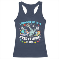 I Survived 100 Days Of School Racerback Tank Top Funny Pigeon 100th Day Teacher