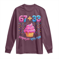 100th Day of School Girl Long Sleeve Shirt 67 33 100 Days Sprinkled With Fun Cupcake Six Seven Meme