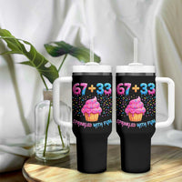 100th Day of School Girl Tumbler With Handle 67 33 100 Days Sprinkled With Fun Cupcake Six Seven Meme