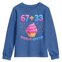 100th Day of School Girl Youth Sweatshirt 67 33 100 Days Sprinkled With Fun Cupcake Six Seven Meme
