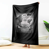 Funny 67 Meme Bigfoot Alien Throw Blanket Six Seven Sasquatch Area 51 UFO Conspiracy