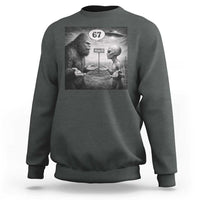 Funny 67 Meme Bigfoot Alien Sweatshirt Six Seven Sasquatch Area 51 UFO Conspiracy