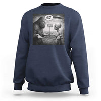 Funny 67 Meme Bigfoot Alien Sweatshirt Six Seven Sasquatch Area 51 UFO Conspiracy