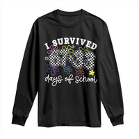 I Survived 67 33 100 Days of School Long Sleeve Shirt Funny 100th Day of School Flowers