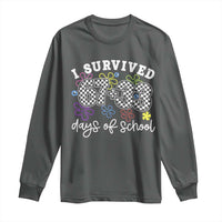 I Survived 67 33 100 Days of School Long Sleeve Shirt Funny 100th Day of School Flowers