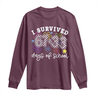 I Survived 67 33 100 Days of School Long Sleeve Shirt Funny 100th Day of School Flowers