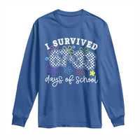 I Survived 67 33 100 Days of School Long Sleeve Shirt Funny 100th Day of School Flowers