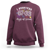 I Survived 67 33 100 Days of School Sweatshirt Funny 100th Day of School Flowers