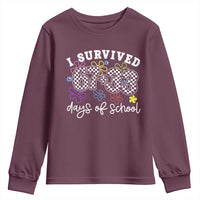 I Survived 67 33 100 Days of School Youth Sweatshirt Funny 100th Day of School Flowers