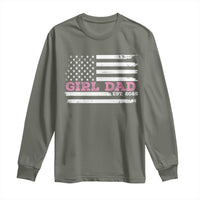 Dad Of Girl Est. 2025 Long Sleeve Shirt Father Girl To Be 2025 Daddy Fathers Day USA Flag