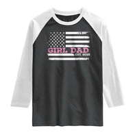 Dad Of Girl Est. 2025 Raglan Shirt Father Girl To Be 2025 Daddy Fathers Day USA Flag
