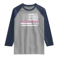 Dad Of Girl Est. 2025 Raglan Shirt Father Girl To Be 2025 Daddy Fathers Day USA Flag