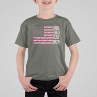 Dad Of Girl Est. 2025 T Shirt For Kid Father Girl To Be 2025 Daddy Camouflage Camo Flag