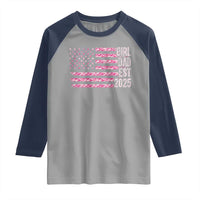 Dad Of Girl Est. 2025 Raglan Shirt Father Girl To Be 2025 Daddy Camouflage Camo Flag