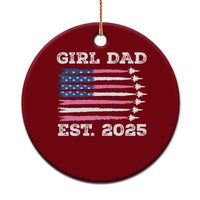 Girl Dad Est. 2025 Ceramic Ornament American USA Flag Pink Dad Fathers Day - Wonder Print Shop