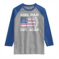 Girl Dad Est. 2025 Raglan Shirt American USA Flag Pink Dad Fathers Day