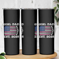 Girl Dad Est. 2025 Skinny Tumbler American USA Flag Pink Dad Fathers Day