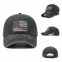 Personalised Dad Of Girl Washed Cotton Baseball Cap Custom Year Daddy Fathers Day USA Flag