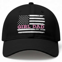 Dad Of Girl Est. 2026 Baseball Cap Daddy Fathers Day USA Flag