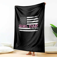 Dad Of Girl Est. 2022 Throw Blanket Father Girl To Be 2022 Daddy Fathers Day USA Flag - Wonder Print Shop