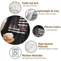 Dad Of Girl Est. 2022 Throw Blanket Father Girl To Be 2022 Daddy Fathers Day USA Flag - Wonder Print Shop
