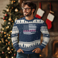 Grandpa Of Girl Est. 2025 Ugly Christmas Sweater Fathers Day USA Flag - Wonder Print Shop