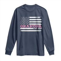 Grandpa Of Girl Est. 2025 Long Sleeve Shirt Fathers Day USA Flag - Wonder Print Shop