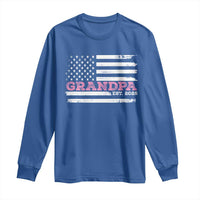Grandpa Of Girl Est. 2025 Long Sleeve Shirt Fathers Day USA Flag - Wonder Print Shop