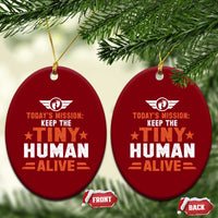 Funny New Dad Ceramic Ornament First Time Father Grandpa Keep Tiny Human Alive - Wonder Print Shop